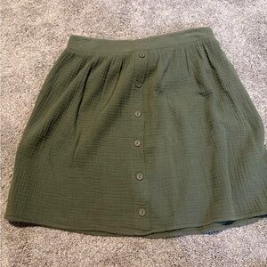 💜 Forest Green A-Line Button Front Circle Skirt